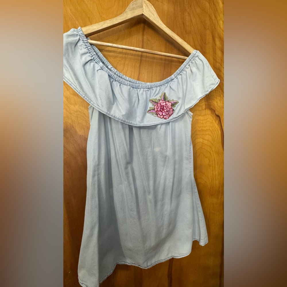 Off-Shoulder Dress with Floral Embroidery